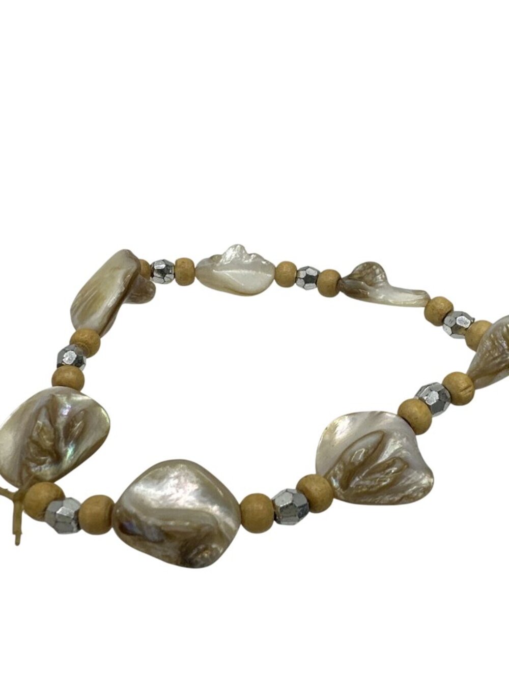 Gemstone Bracelet Stretch Asymmetrical Iridescent White Fashion Boho Hippie